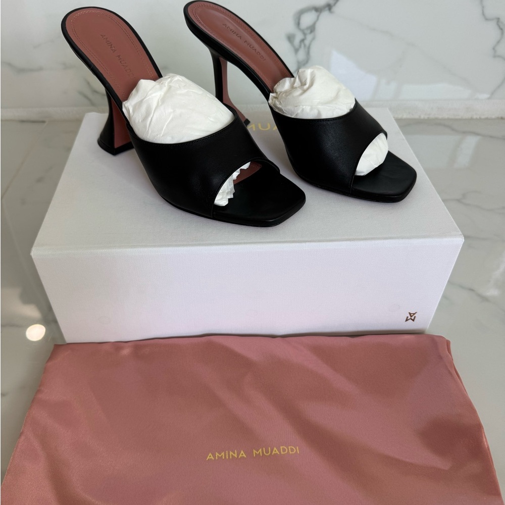 Amina Muaddi Black Lupita mules 39 - Picture 3 of 9